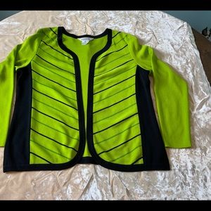 Exclusively Misook Lime Green and Black Cardigan M
